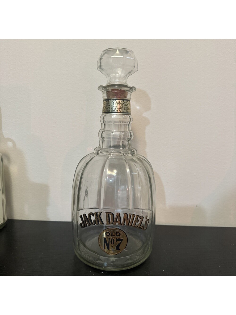 Vintage Jack Daniels Bottle Old No. 7 Glass Clear Decanter 1/2 gallon